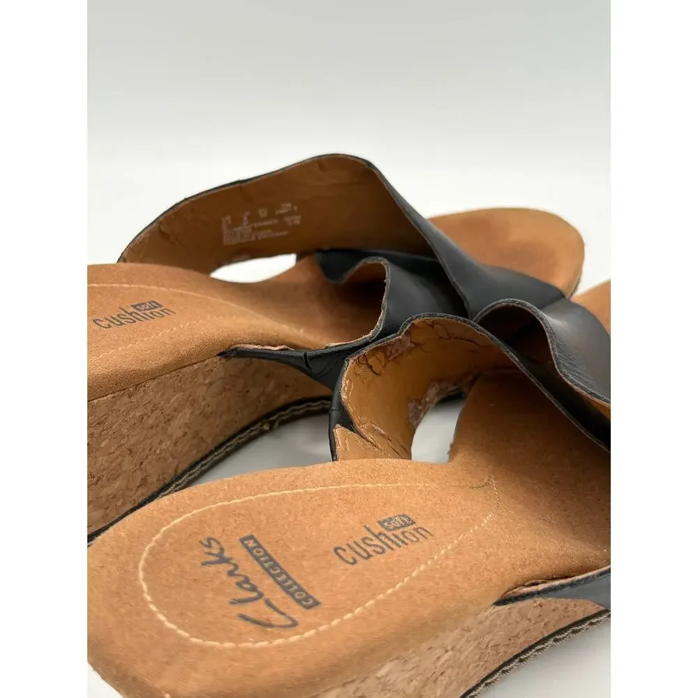 Clarks Cork Wedge Strappy Sandal Heels Size 8